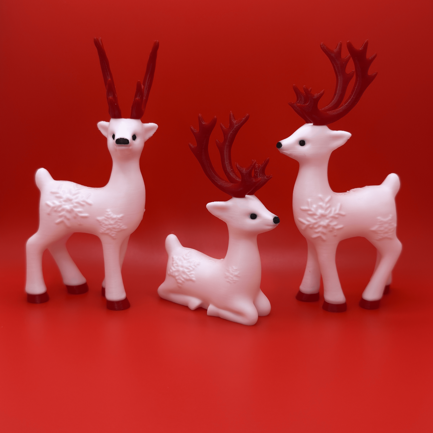 Rentier Set 3er – Weihnachtliche Deko - Snowflake Reindeer – Weihnachtsdeko Figur – Winter Tischdeko & Xmas Dekoration für Zuhause