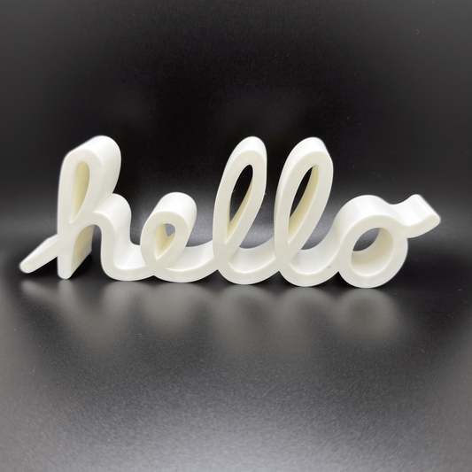 Hello Schild Dekoration – Apple inspirierter Schriftzug – Tisch & Regal Deko – modernes Wohnaccessoire für Zuhause